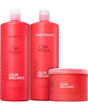 Kit Wella Professionals Invigo Color Brilliance Salon Trio - Shampoo 1000ml + Condicionador 1000ml + Máscara 500ml