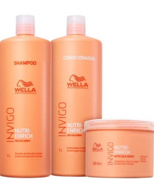 Kit Wella Professionals Invigo Nutri-Enrich Salon Trio - Shampoo 1000ml + Condicionador 1000ml + Máscara 500ml