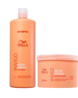 Kit Wella Professionals Invigo Nutri-Enrich Salon Duo - Shampoo 1000ml + Máscara 500ml